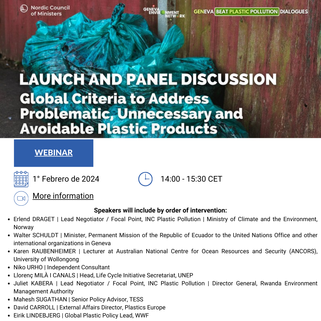 Launch and Panel Discussion | Global Criteria to Address Problematic, Unnecessary and Avoidable Plastic Products